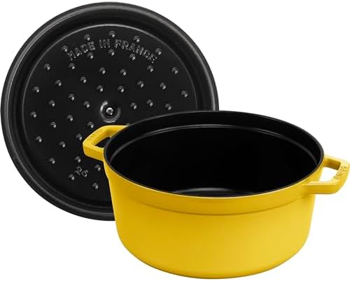 Staub - Cast Iron Round Cocotte, Dutch Oven, 5.5-quart, serves 5-6, Made in France - Citron - Thumbnail 2