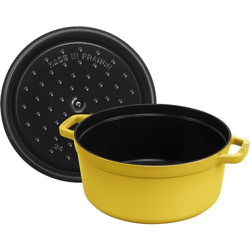 Image of Staub Cast Iron Round Cocotte, Dutch Oven, 5.5-quart, serves 5-6, Made in France, Citron
