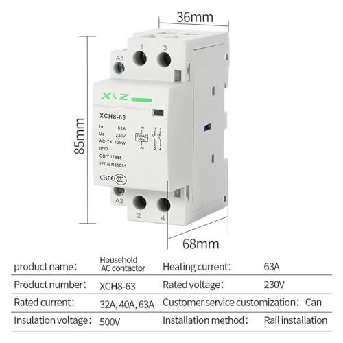 Interrupteur de commande modulaire 2P 40A contacteur de puissance rail DIN