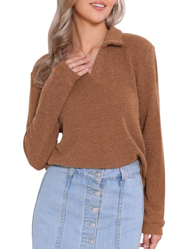 Allegra K Collared Pullover Sweater for Women's Winter Polo Shirts Tops