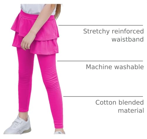 Image of BOOPH Little Girls Leggings with Ruffle Tutu Skirt Kids Uniform Pants | Footless Tights 4-14 Year