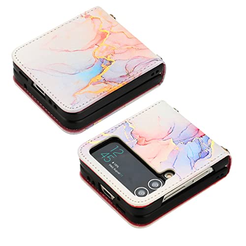 Étui de téléphone en cuir pour Samsung Galaxy Z Flip 3 5G antichoc motif marbre LS004