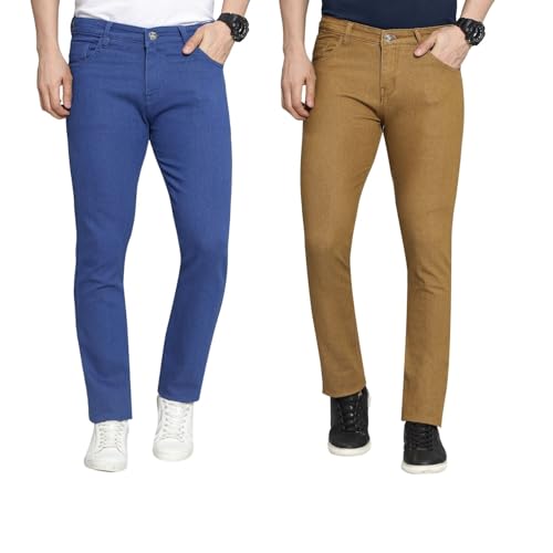 Image of DAIS Men's Stretchable Slim Fit Mid Rise Jeans, Pack of 2, (Combo of 2 Jeans)