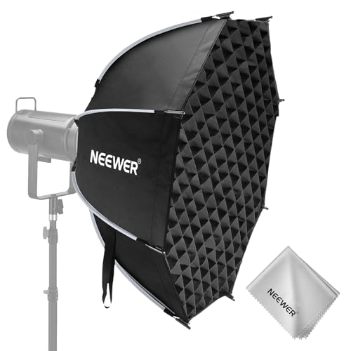 NEEWER Softbox Parabolico Ottagonale da 90cm, Soft Box Bowens Compatibile con Aputure 120d Compatibile con Godox SL60w Q4 AS600B CB300B Q300 Luce, Diffusori, Griglia, Borsa e Panno da Pulizia, NS92P
