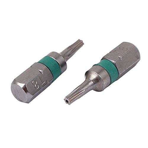 Sourcingmap 1/4" Hex Shank Magnetic T8 Torx Security Screwdriver Bit Gray 4pcs, Green - Image 2