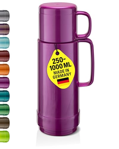 ROTPUNKT Isolierflasche 500ml mit integriertem Becher - Hochwertige Isolierkanne Made in Germany I Bis zu 24 h heiß & 36 h kalt (Andreas 80, Shiny Grape)