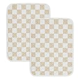 Ralxion 2 Pack Beige Checkered Washable Pee Pads for Dogs, Checkered Reusable Dog Pee Pads, for Puppy Playpen, Crate, Whelping Box, Potty Training, Cute Aesthetic Absorbency, Leak-Proof Non-Slip