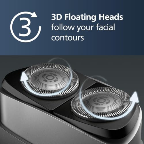 Philips Portable Shaver, On-The-Go Wet and Dry Electric Shaver, ComfortCut Blade System, 3D Floating Heads, Compact Design, Powerful Battery, - image 5