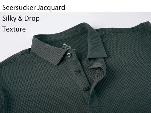 Alex Vando Mens Bubble Jacquard Polo Shirt Super Stretch Short Sleeve Polo Shirts for Men