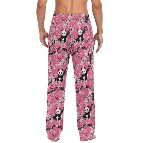 ALAZA Cherry Flowers Panda Men’s Pajama Pants Soft Long Sleep Pants Lounge Pajama Bottoms with Pockets2