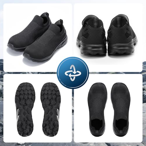 Furuian Slip On Steel Toe Safety Shoes for Men Lightweight Breathable Steel Toe Work Sneakers Comfortable Non Slip Safety Work Tennis Shoes for Men Black by Furuian - Used condition - Image 6