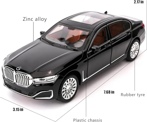 Image of PLUSPOINT Diecast 7Series 760 THE7 Toy Car 1:24 Scale Model,Pull Back Vehicles Alloy Simulation Supercar with Lights and Sound Also for Car Dashboard,Kids,Adult