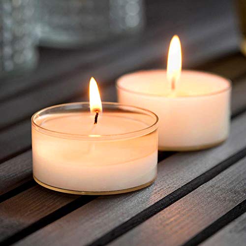 Spaas 12 Maxi Duftenden Clearlights, Teelichter mit durchsichtigem Halter, ± 8 Stunden-Cotton Blossom, Paraffinwachs, Beige, D 56 mm x H 21 mm, 0392155.473