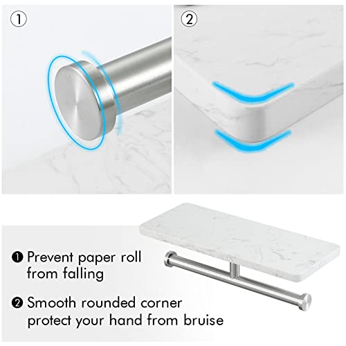 Kes Toilet Paper Holder With Shelf Marble, Double Roll Tissue Holder With Phone Shelf For Bathroom Rustproof Wall Mount Brushed Finish, Bph224-2 #TOP3