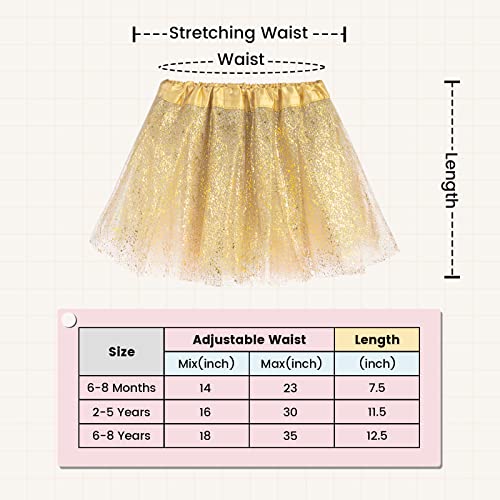 Simplicity Tutu For Girls 4 Layers Tulle Tutu Skirt With Sequins Kids Gold Tutu Girls Tutu, Golden, 2-5 Years #TOP1