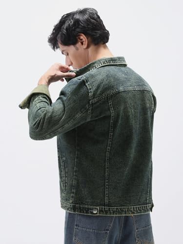 Image of Urbano Fashion Men's Regular Fit Washed Full Sleeve Denim Jacket