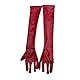 ZUYPSK Damen Lack Leder Fingerlose Handschuhe Metallic Kostüm Zubehör Arm Stulpen Punk Nieten Outfit Tanz Party Clubwear (XXL, Rot)