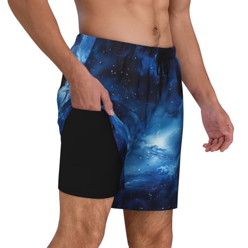 Blue Galaxy Print Men Stylish Functionality Swim Trunks Breathable Beach Shorts Surfing Gym Fishing3
