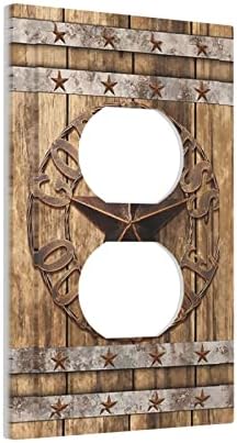 Rustic Texas Stars Western Duplex Outlet Covers Light Switch Cover Decorative Wall Plate Electrical Faceplate 5" x 3" Switch Plate Cover Standard Size for Bathroom Kitchen Living Room Decor