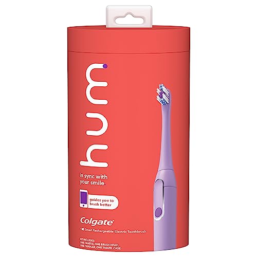 hum by colgate electric toothbrush for adults, rechargeable smart sonic toothbrush, purple