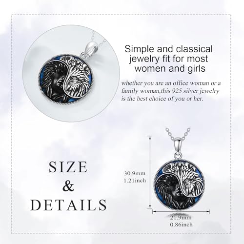 Yin Yang Wolf Necklace for Women 925 Sterling Silver Yin Yang Wolf Pendant Necklace Jewelry Gifts for Men Women4