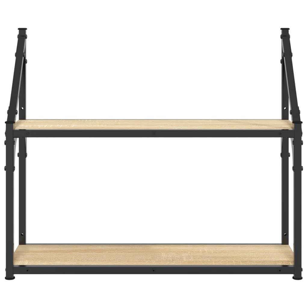 vidaXL 2-stöckiges Wandregal Sonoma-Eiche 60 x 21 x 51 cm Holzwerkstoff
