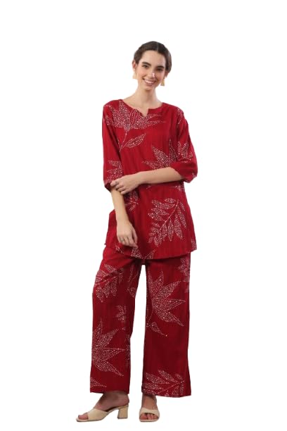 jisora Women's Red Printed Cotton Co-ord Set-picture-23