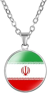 EUIOSFDC Iran Country Flag Necklace Alloy Necklace for Men Women
