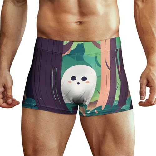 NQHJT Men's Underwear White Ghost Boxer Briefs Soft Breathable Trunks Underwear Low Rise Underwear, Style, XS