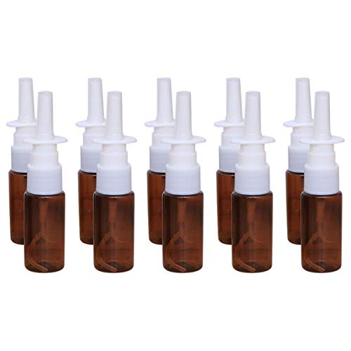 Exceart Nasal Spray Bottle Empty Plastic Pump Sprayer Mist Nose Spray Refillable Bottle For Saline Water Wash Applications Brown 15Ml 10Pcs #TOP5