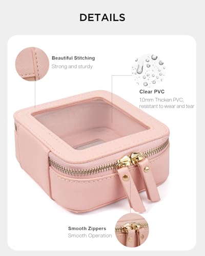 Image of Sunscreen Makeup Bags for Beach, TSA Approved Toiletry Bag with Zipper,Mini Clear Comestic Bag Car Organizer Travel Size Toiletries Travel Essentials Pink Car Accessories For Women (Mini-Pink)