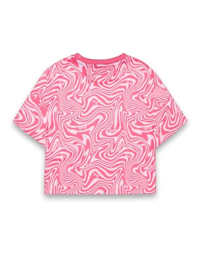 Barbie Girls Pajama Set | Childrens Wavy All Over Print Pink Short Sleeve Top & Shorts Graphic PJs Bundle with Scrunchie4