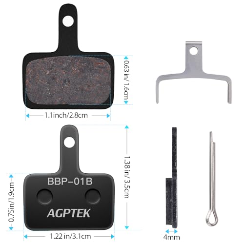 AGPTEK 4X Bremsbeläge Fahrrad, Scheibenbremsbeläge, High Performance Bremsbeläge Disc Brake Pads & Spring (Resin) für Mountainbike Scheibenbremse I Bike Beläge I Bremsbelag (4 Stück), Schwarz