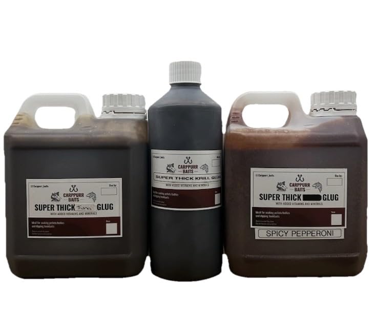 Carppurr baits Super Thick Glug All Flavours - 500ml-1L-2L-3L-5L Liquid Carp & Catfish Fishing Attractant – Sticky Glug for Boilies, Pellets – PVA Friendly (spicy pepperoni, 2x 500ml)