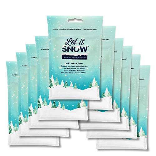 Let it Snow Instant Snow Powder - Made in The USA Premium Fake Artificial Snow - Great for Holiday Snow Decorations and Slime - Mix Makes 10 Gallons of Snow