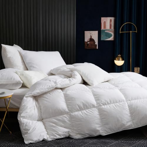 BedFabtasy Luxury King Size Duvet 9 Tog Goose Feathers Down Duvet600TC Breathable 100% Cotton Cover & Down Proof FabricHotel Quality King Quilt with 8 Corner TabsAll Season & Machine Washable