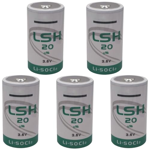 LINHUPAK (5 Pack) LSH20 3.6V D 13000 mAh Lithium Thionyl Chloride Battery for Alarm Systems GPS Systems Battery Non-Rechargeable