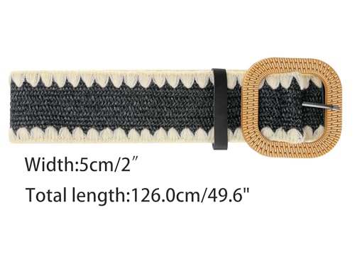 Women's Plus Size Straw Woven Belt Elastic Stretch Wide Waist Belt Boho Braided Belts for Dress3