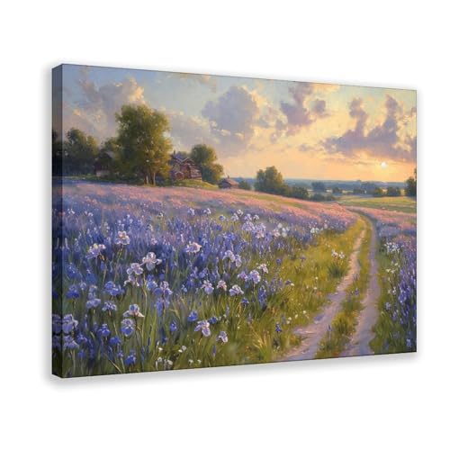 Toile champ de fleurs sauvages grand format pour égayer un salon sombre