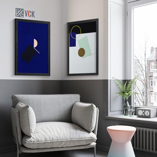 Image of VCK 20x30 Frames - Black, Wide Border Solid Wood Poster Frame, Display Pictures in Horizontal and Vertical, for Home, Office, Gallery, Woodgrain Series, Wall Hanging, 2 Pack