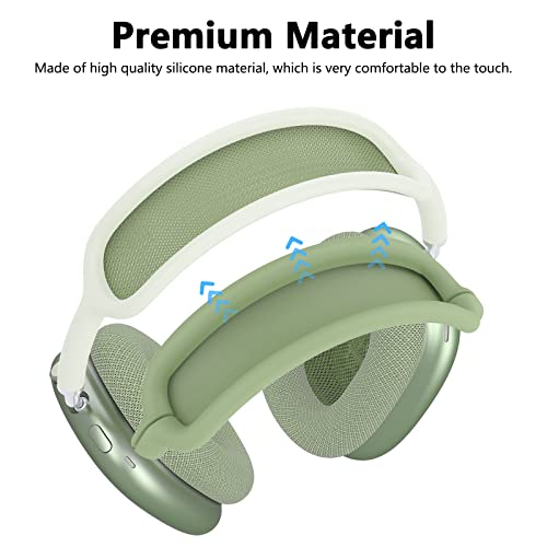 Silicone Case Cover For Airpods Max Headphones, Clear Soft Tpu Ear Cups Cover/Ear Pad Case Cover/Headband Cover For Airpods Max, Transparent Accessories Silicone Protector For Apple Airpods Max, Green #TOP6