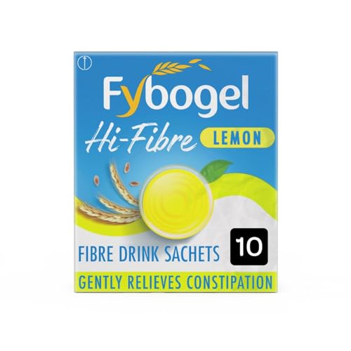 Fybogel Hi-Fibre Lemon Sachets - 10 Pack | Ispaghula Husk For Constipation, Regularity, Fast Digestion, And Nausea Relief | Natural Supplement For Effective Results