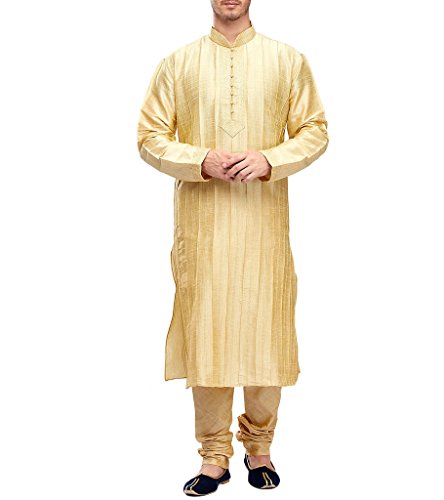 Kurta Bollywood grande dorado para hombres que buscan un pijama étnico cómodo MIRA