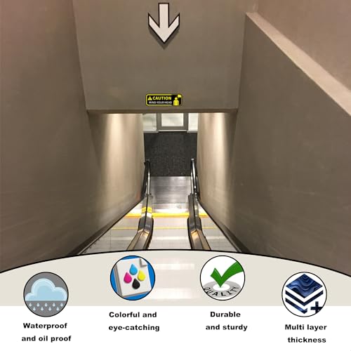 Image of Watch Your Head Sign Stickers, Self Adhesive Vinyl Caution Mind Your Head Safety Signs Decals for Stairs Basement and Factory UV Protected Fade Resistant