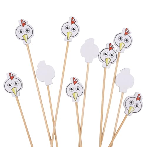 BambooMN 3.9" Decorative Farm Chicken End Bamboo Cocktail Fruit Food Picks Skewer for Catered Events, Holiday's, Restaurants or Buffets, Party Supplies, 100 Pieces