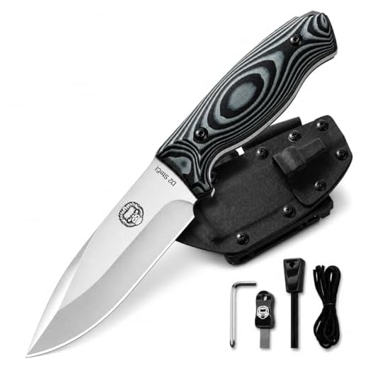 Survival Camping Knife | Fixed Blade Hunting Knife W Sheath | Gift Set For Him Knife with Fire Starter, G10 Scraper & Paracord | Bushcraft Outdoor Knife (Classic)