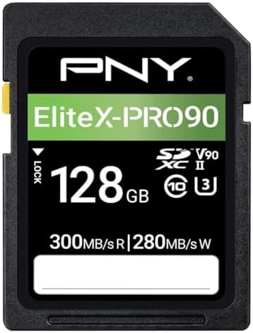 PNY 128GB EliteX-PRO90 Class 10 U3 V90 UHS-II SDXC Flash Memory Card