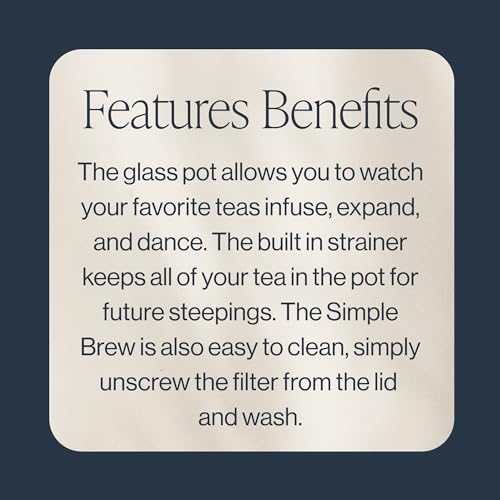 Rishi Tea RIS97273 Simple Brew Teapot - For 12Oz Loose Tea Preparation, Built-In Strainer, Everyday Teaware, Easy To Clean, Borosilicate Glass thumb #1