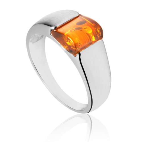 InCollections Damen-Ring 925/000 Sterlingsilber mit Bernstein Größe 62 (19.7) OS08191