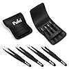 Pefei Tweezers Set - Professional Stainless Steel Tweezers for Eyebrows - Great Precision for Facial Hair, Splinter and Ingrown Hair Removal (Black) #6